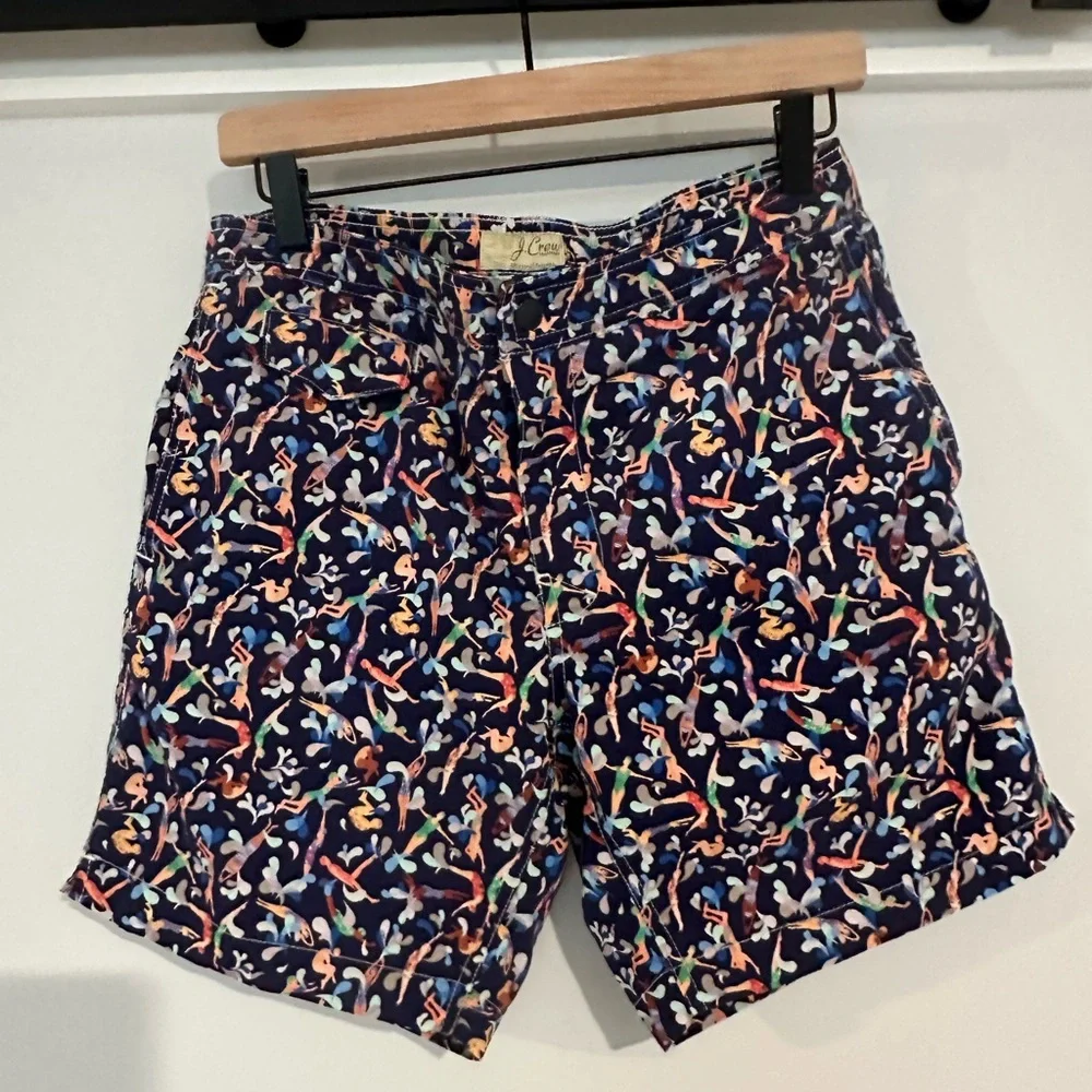J.‎ Crew x Liberty Swim Trunks in Liberty swimmers print- Navy/Multi- 30